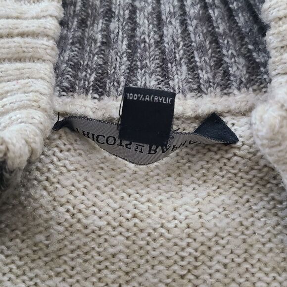 Tricots St Raphael Men's Sweater 1/4 Zip Pullover Tan Black Gray Stripe XL - Picture 6 of 7